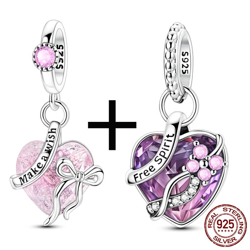 

Copper Sparkling Crystal Wishes And Butterflies Charm Pendant Beads Fit Original Bracelet For Women Jewelry Gifts