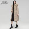 Women's Long Winter Down Jacket with Faux Fur Collar