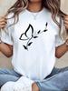 Women'S Short-Sleeve T-Shirt - Butterfly Vine Pattern Printed Stretchy Comfortable Top, Machine Wash