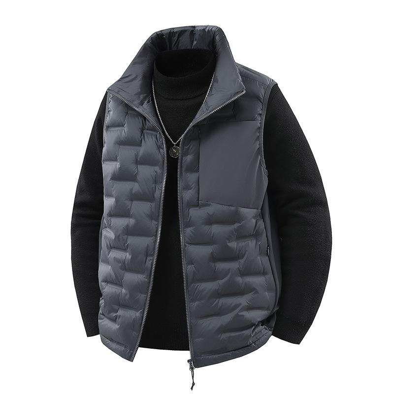 

Осенне-зимняя пуховая куртка, пальто, мужской воротник-стойка, легкая теплая куртка-пальто без рукавов из белого утиного пуха для улицы XXXL