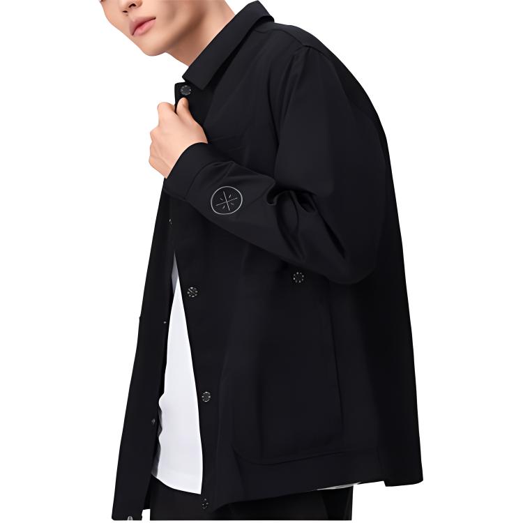 Li-Ning SS22 Wade Collection Solid Color Single-Breasted Loose Casual Jacket Men Outerwear Black AFDS397-1