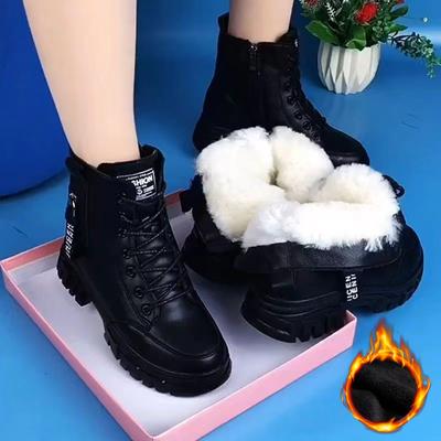 Fashion Winter Warm Women Black Casual Shoes Plus Velvet All-Match Sneakers Thick-Soled Cotton Fats