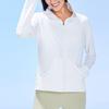 Anta Kompleksowa seria treningowa Jednokolorowa odporna na UV kurtka z kapturem chroniąca przed słońcem Kurtki damskie Czysto biała 962327704-1