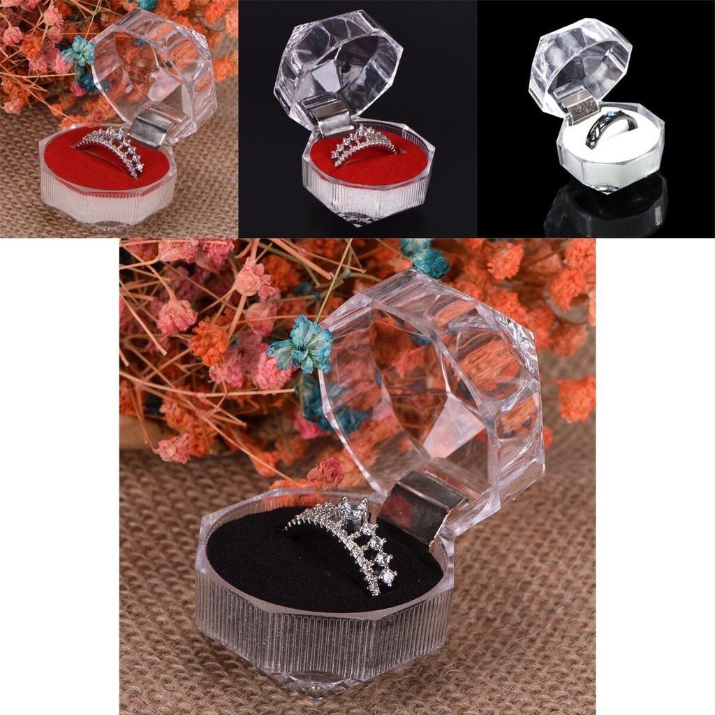 Durable Acrylic Small Octagonal Transparent Crystal Ring Box Jewelry Storage Box For Rings Earrings And Accessories