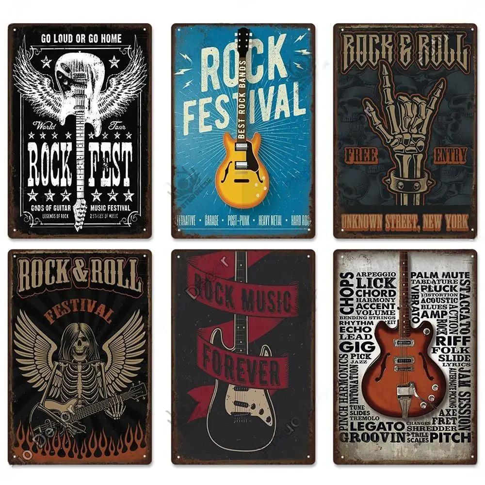 Vintage Musik Blechschild Rock Poster Plakette Metall Retro Wandkunst Dekoration Aufkleber für Bar Pub Man Cave Eisengemälde