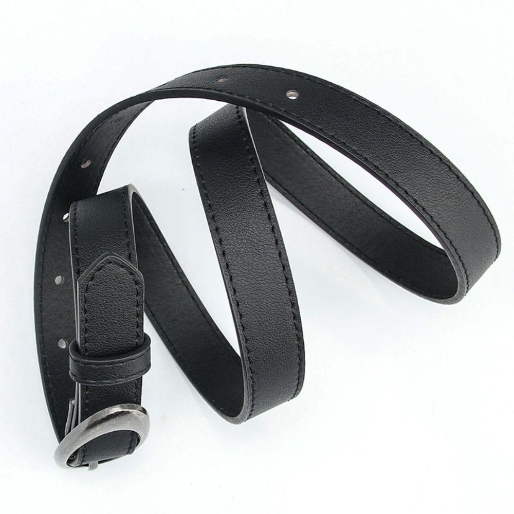 Elliptical Buckle Waistband PU Waist Strap Casual Jeans Belt  Women