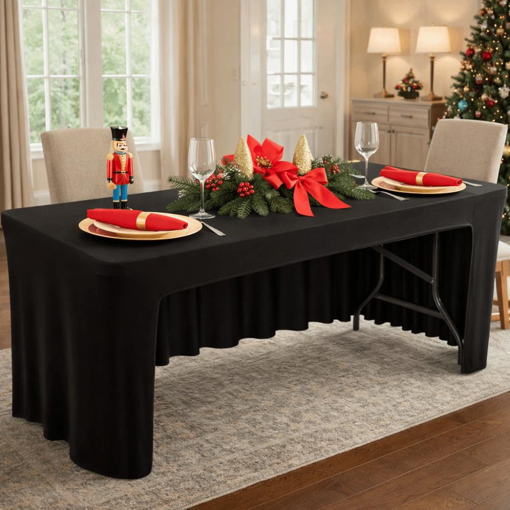 Simple Solid Color Spandex Stretch Tablecloth Rectangular Elastic Table Skirt Washable Soft Table Cover Banquet