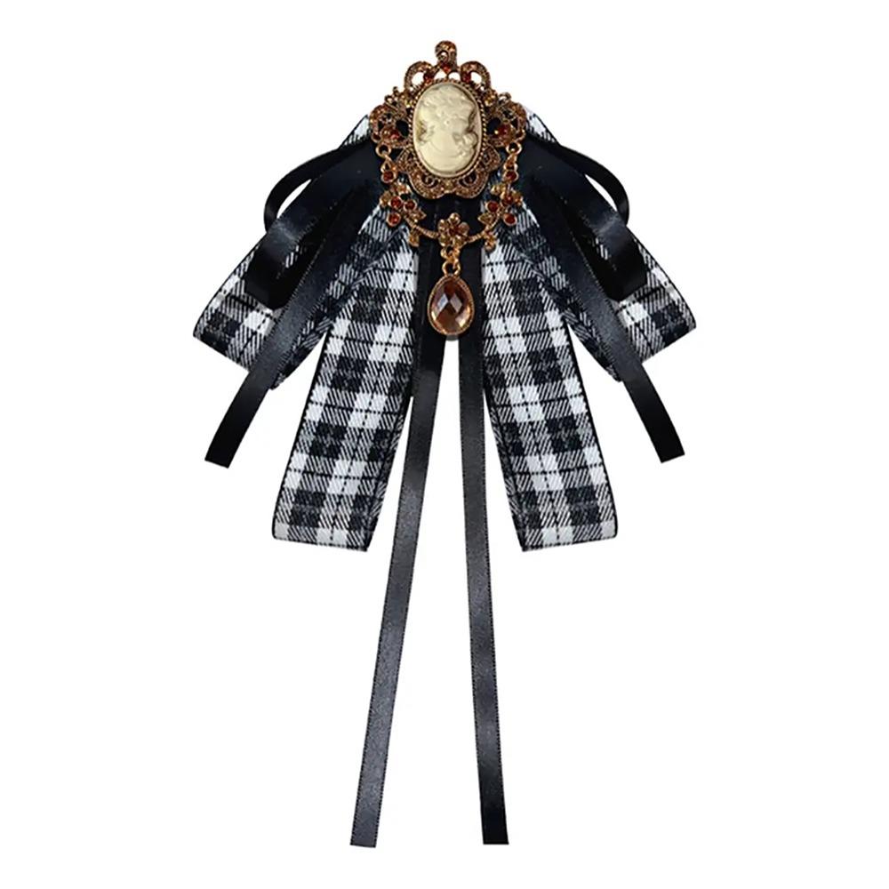 Elegant British Retro Brooch Coffee-colored Vintage Bow Tie Bow Accessory  Women Accessory чёрный