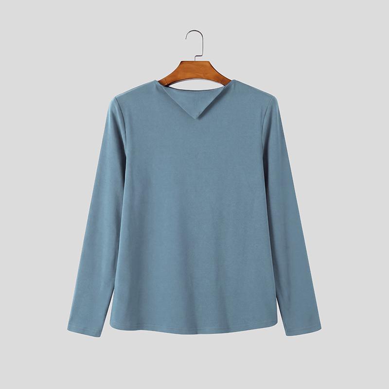INCERUN Mens V Neck Slim Fit Long Sleeve T Shirt Lightweight Casual Basic Te Tops