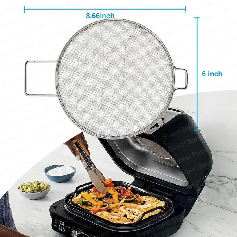 2Pc Reuse Stainless Steel Air Fryer Fine Mesh Splatter Shield for Ninja Foodi Smart XL Pro 7-in-1 Indoor Grill IG600/IG601/IG651