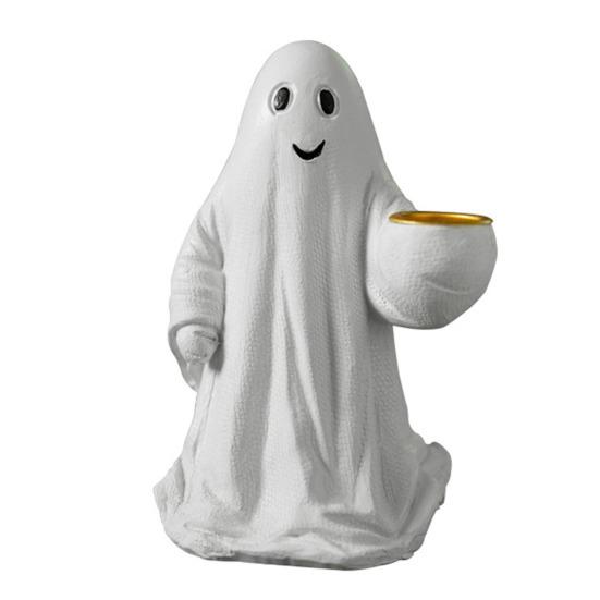 Halloween Ornament Spøkelse Heksehatt Gresskardesign Resin Statuett Dekorasjon Hjemmefest Atmosfære Rekvisitter