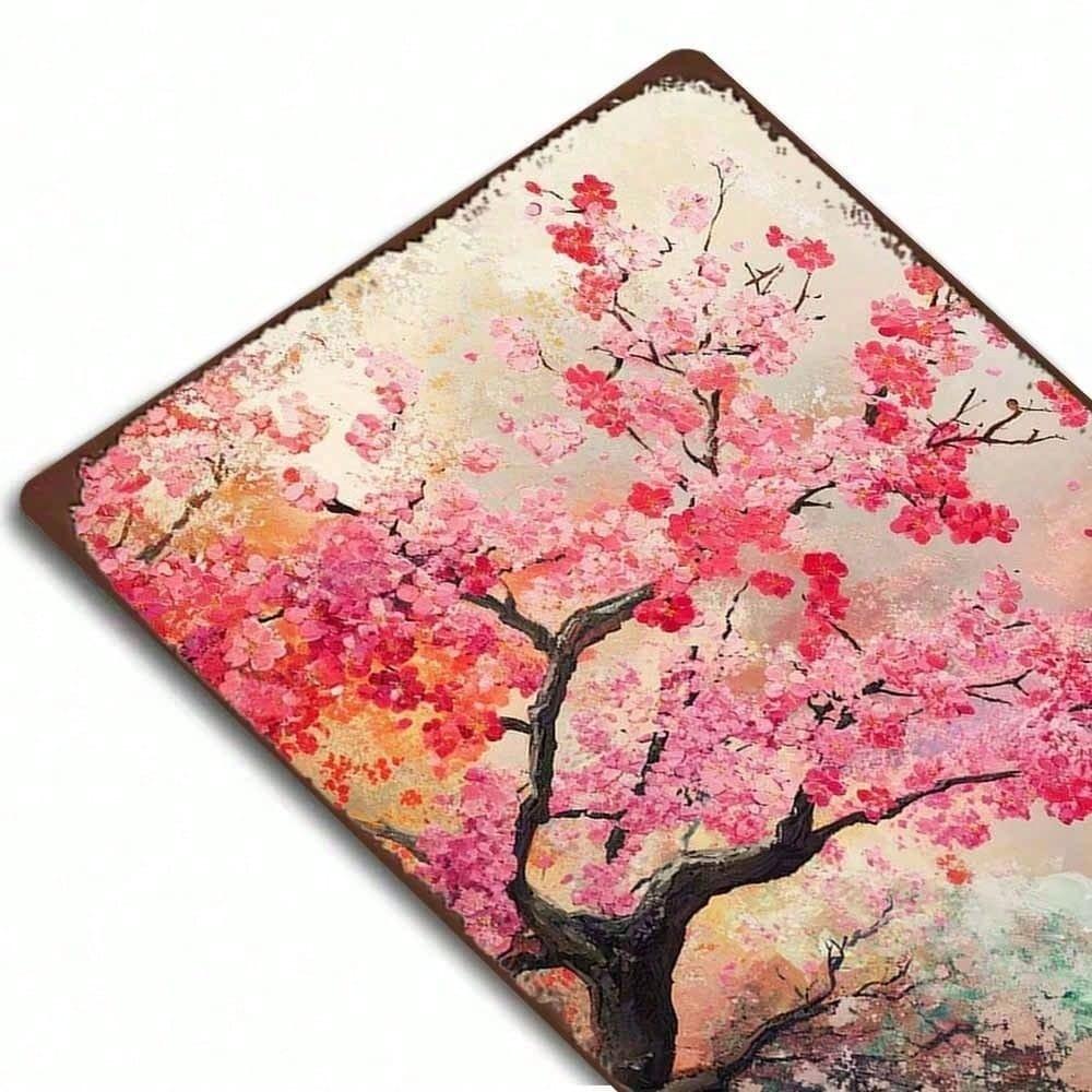 Vintage Cherry Blossom Metal Sign 12x8 Retro Floral Wall Art, Home Decor Gift