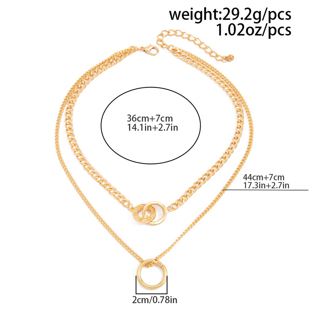Ingemark Retro Hollow Out Round Interlocking Circles Pendant Necklaces Women Elegant Multi-layer Adjustable Chain Choker Jewelry