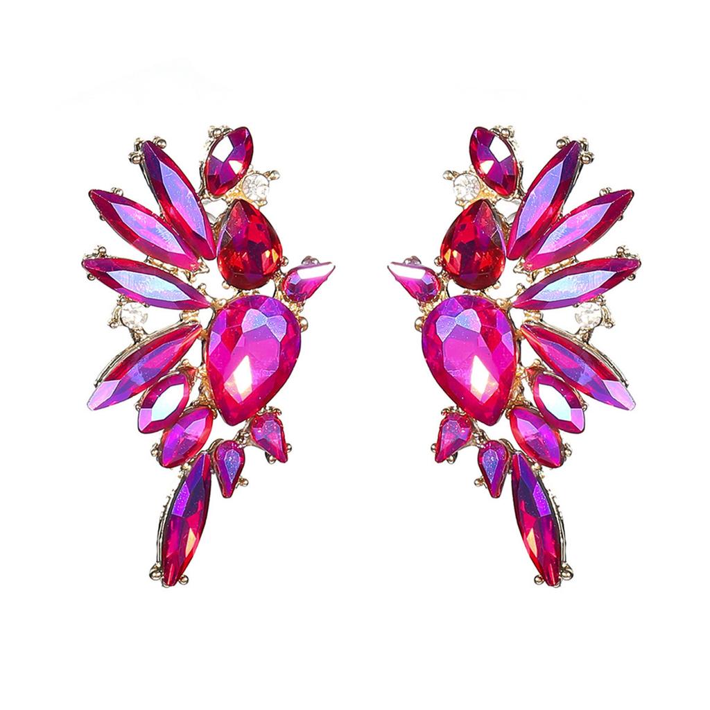 Luxury Temperament Colorful Shiny Crystal Earrings Women High-Grade Luxury Female Earrings Performance Earrings