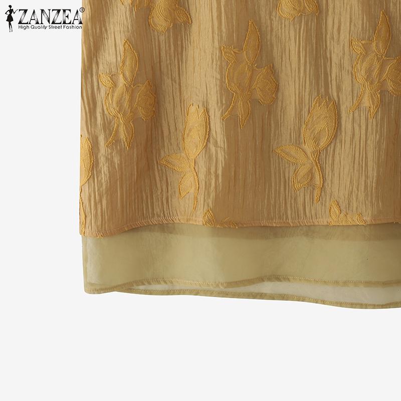 ZANZEA Vintage Womens Sleeveless Retro Ethnic Texture Casual Tank Tops