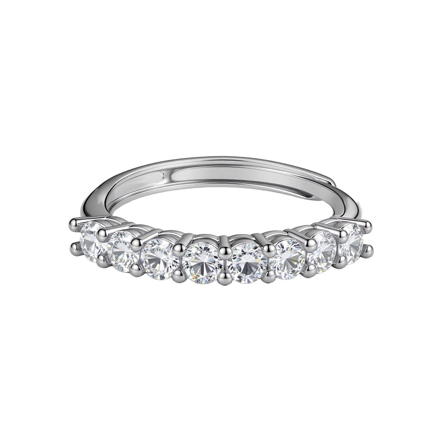 Korean Style Half Circle Diamond Zircon Open Ring Eco-friendly Copper, Internet Celebrity Jewelry Adjustable Open