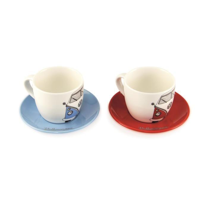 Tasses à expresso - volkswagen - t1 bulli - set de 2 - vintage - porcelaine
