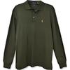Polo Solid Color Polo Neck Pullover Long Sleeve Polo Shirt Men Tops Olive-Green 710817913-016