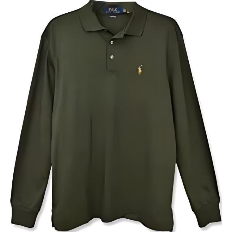 Ralph Lauren Polo  Effen Kleur Polo Kraag Pullover Lange Mouwen Polo Shirt Heren tops Olijfgroen 710817913-016 L