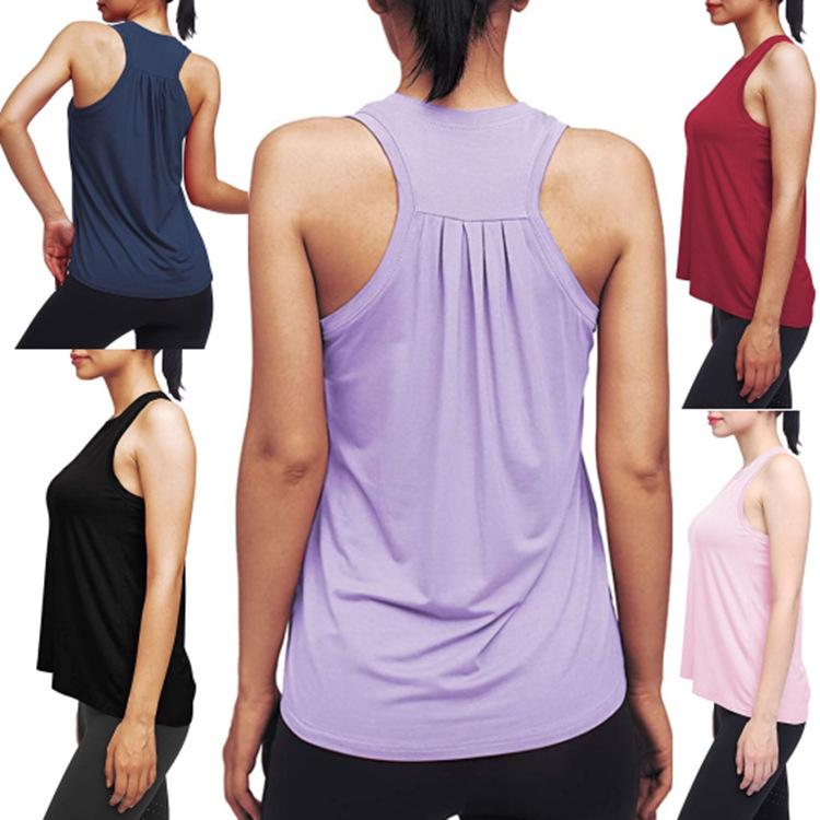 2025 Women's Summer Yoga Sports Vest - European and American Fit, Ruched Fitness Top