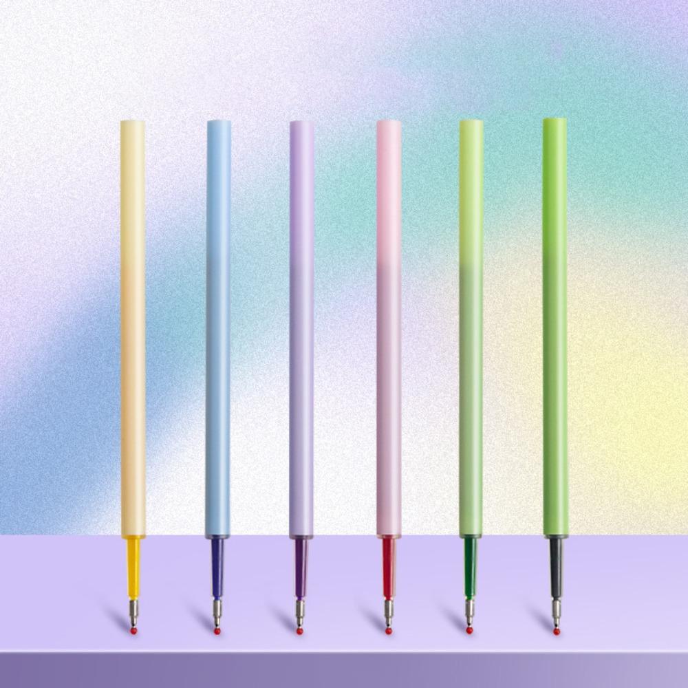 6Colors/Set Press Type Color Gel Pen Color Ink Macaron/Morandi/Retro Color Neutral Pen 0.5mm ST Tip Signing Pen Students Gift