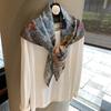 Herringbone pattern double-sided square scarf temperament sense outer fit elegant female versatile flow silk scarf breathable scarf square scarf