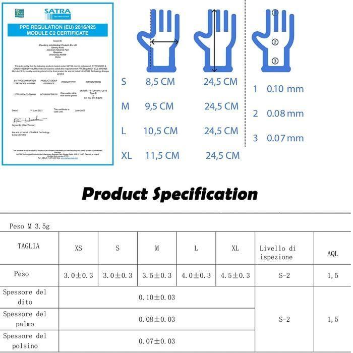 Gants En Nitrile - Erregame Spa - Taille L - Lot De 1000 - Hypoallergéniques - Résistants Aux Produits Chimiques
