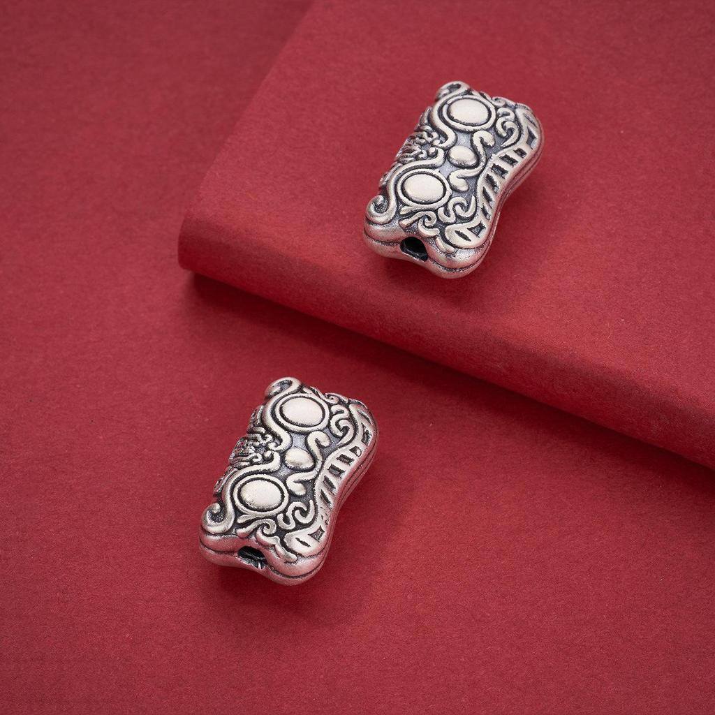 Sterling Silver 999 Ruyi Tiger Head Spacer Beads for DIY Bracelets & Weaving