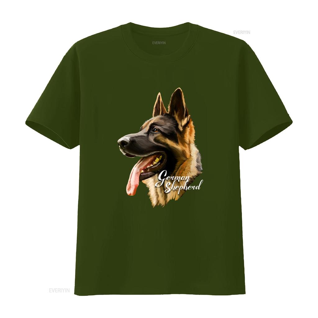 German Shepherd Sharp Dog T Shirt Dogs s Black vintage Washed Top For Everyday Wear fashion Versatile Stretched Breathable