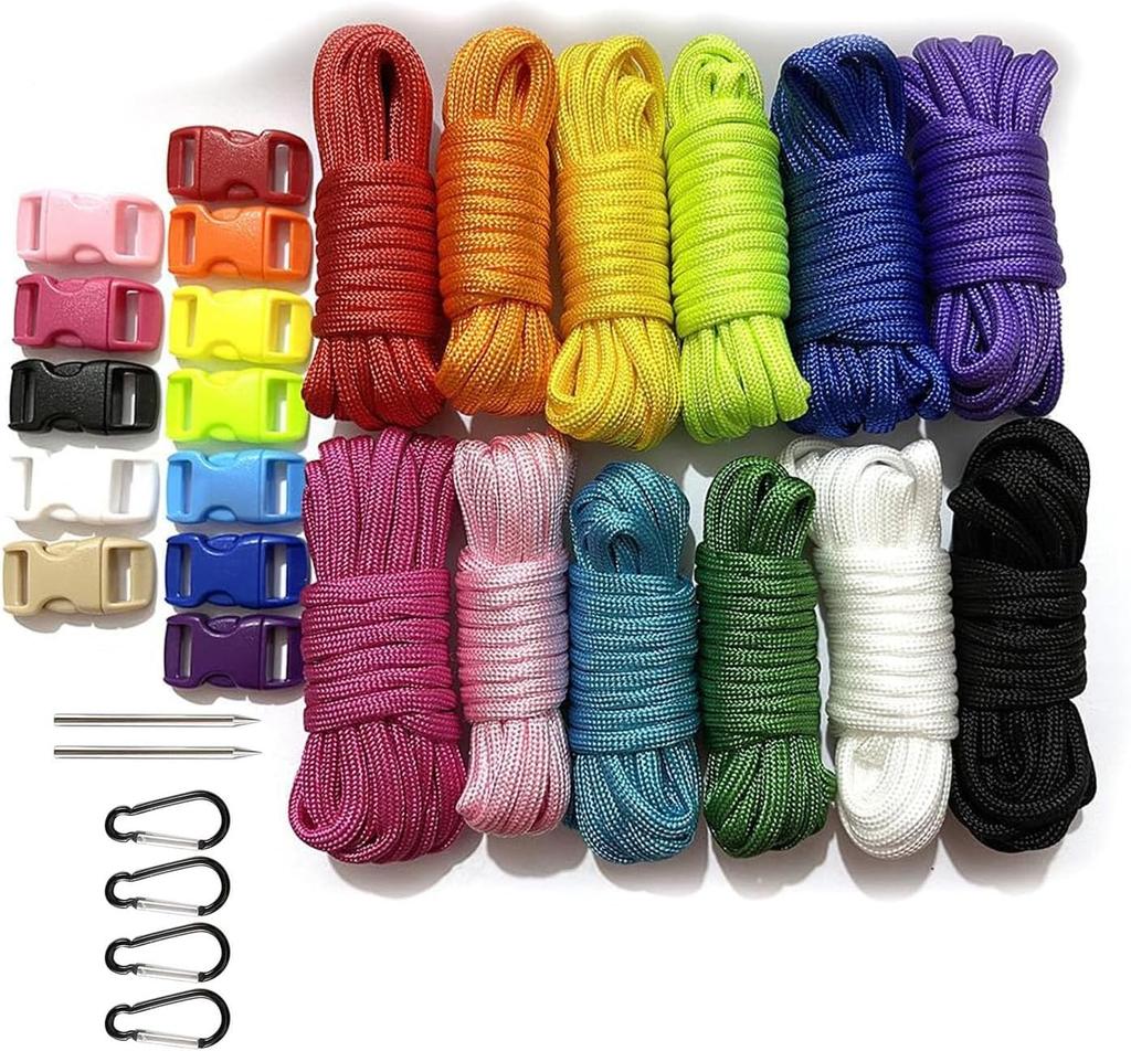 12-Color Paracord Combo Kit Multi-Purpose Paracord 10 Feet Per Rope 12-Color Multi-Purpose Paracord for Making Complete Accessories for Paracord