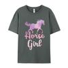 Slogan Horse Girl T Shirt Equestrian Birthday Short Sleeve Valentine Day Tees Funky Round Collar Cotton T Shirt Adult Tshirts