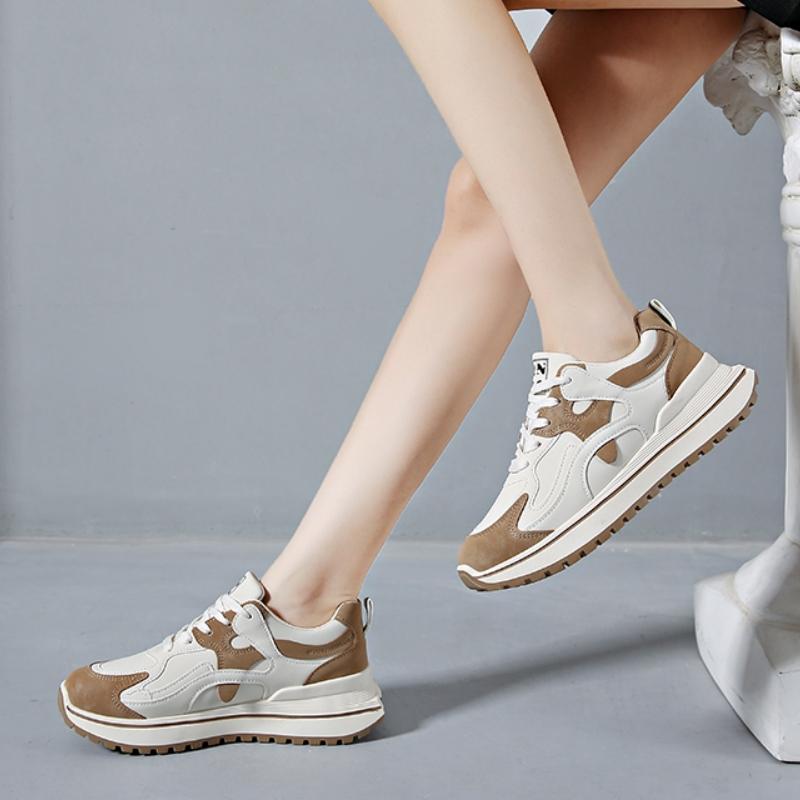 Spring and Autumn New Casual Fashion Simple Comfortable Slim Round Toe Color Block Anti-Slip Sexy Sports Shoes for Women