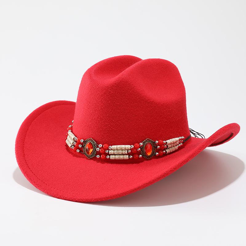European, American and Western cowboy hats, fashionable and simple woolen top hats, retro chains, ethnic style men's and women's jazz hats