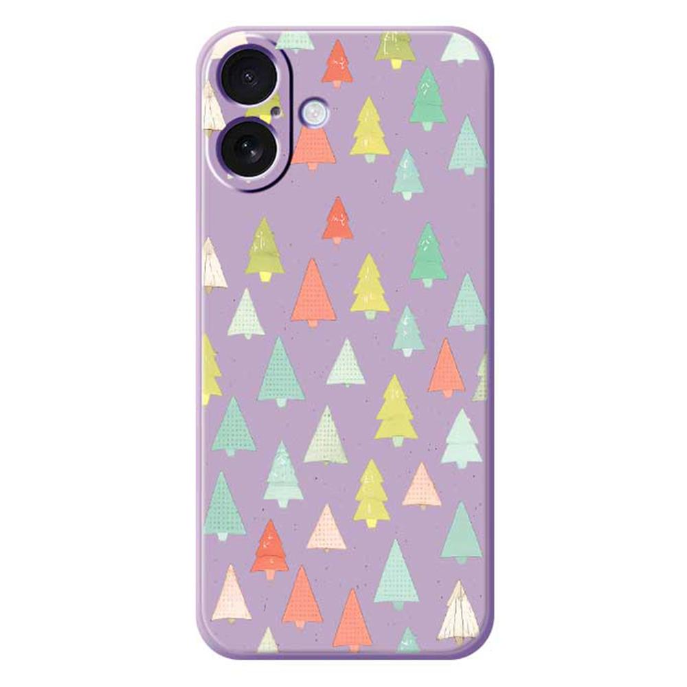 For iPhone 17 Case Colorful Trees Pattern Printing Straight Edge TPU Phone Back Cover