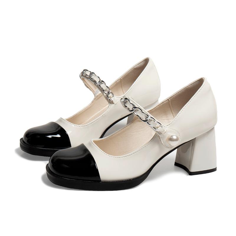 Anti-slip Shoes, Quality Leather Shoes, Women's Thick-soled Single Shoes, High Heels