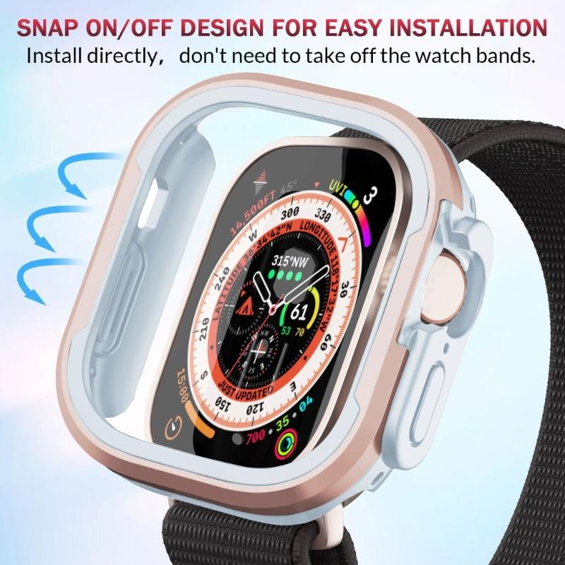 40/41/44/45mm Bumper Case Slim- Protective Cover Lightweight Aluminum & TPU Case Fitting for Watch S8/7/6/5/4/SE2