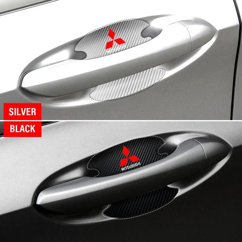 4PCS Car Door Handle Protection Sticker Emblem Car Styling For Mitsubishi Lancer ASX Outlander Pajero Carisma L200 Galant EVO LP7