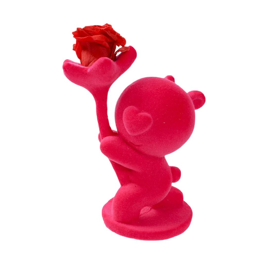 Valentine's Day Bear Figurine | Decorative Animal Art Flocked Desktop Ornament