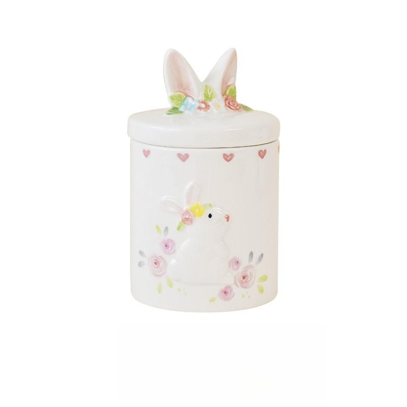Керамическая банка Контейнер для хранения продуктов Банка с крышкой Портативная банка-контейнер Пасхальный кролик Кухонная банка для хранения специй печенья чёрный