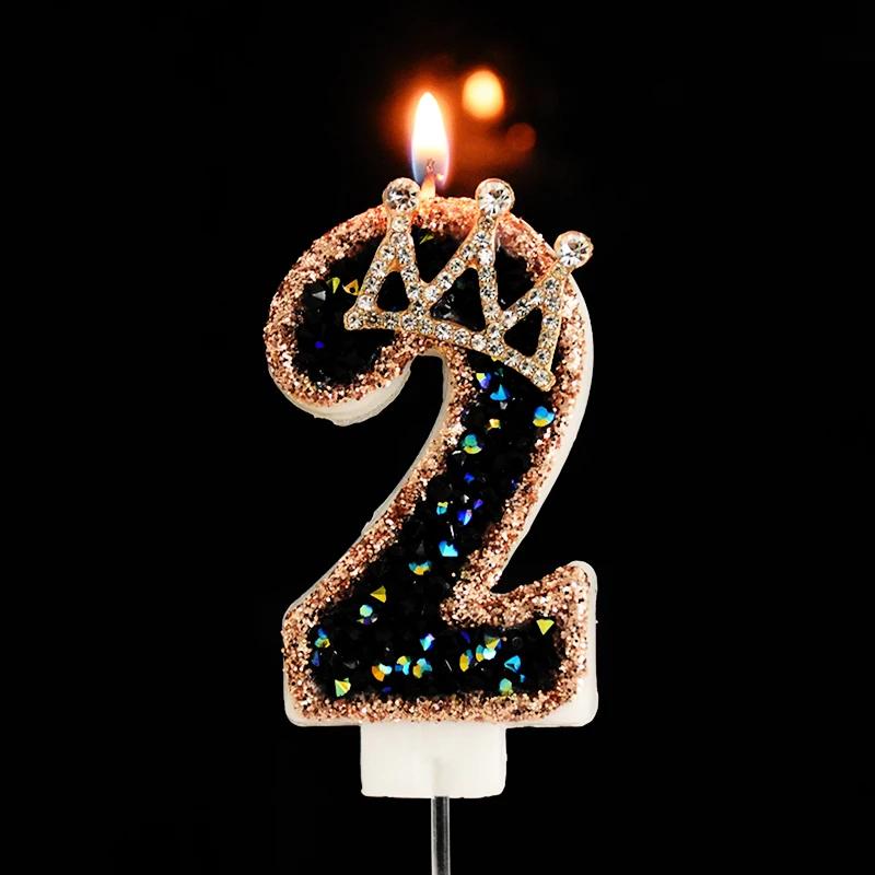 

Блестящие черные свечи для торта на день рождения 3D цифры 0-9 Топпер для торта для взрослых и детей 1 год Декорации для вечеринки по случаю дня рождения Сделай сам для выпечки