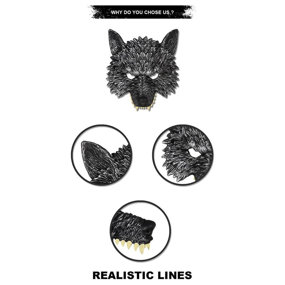 Halloween Cosplay Wolf Mask, Gloves, and Tail Outfit Holiday Party Prom Dressup Accessories
