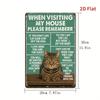 Vintage Metal Poster Wall Art Orange Cat Sign Home Decor