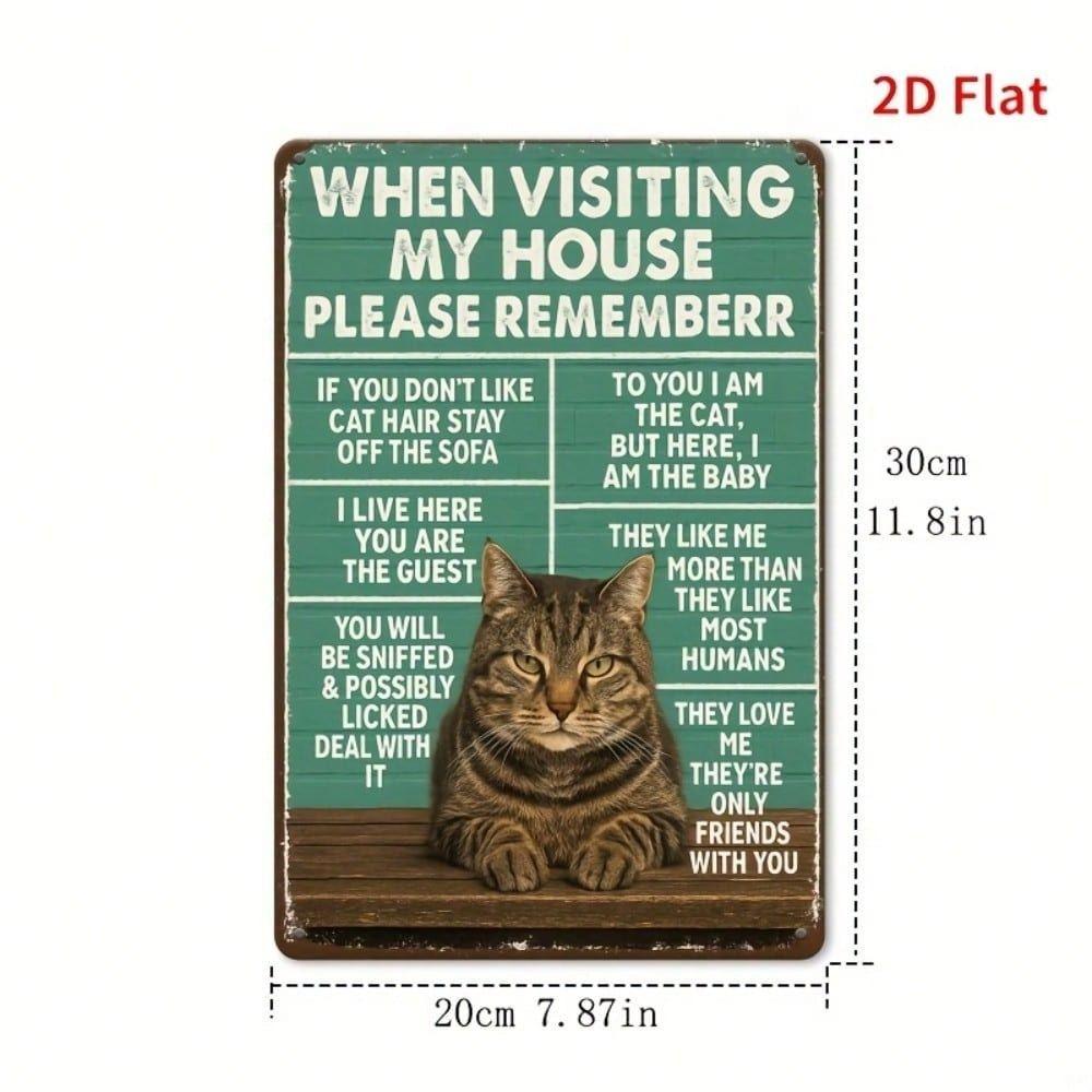 Vintage Metal Poster Wall Art Orange Cat Sign Home Decor
