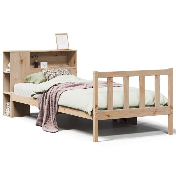 VidaXL Lit bibliothèque sans matelas 75x190 cm bois de pin massif 3321676