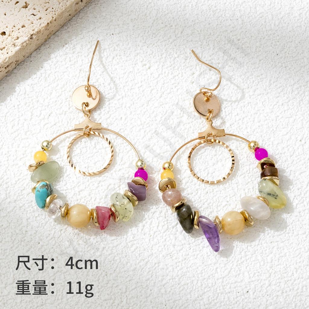 Accessories Bohemian Color Hollow Gravel Earrings Fashion Versatile Boutique Earrings Ethnic Earrings