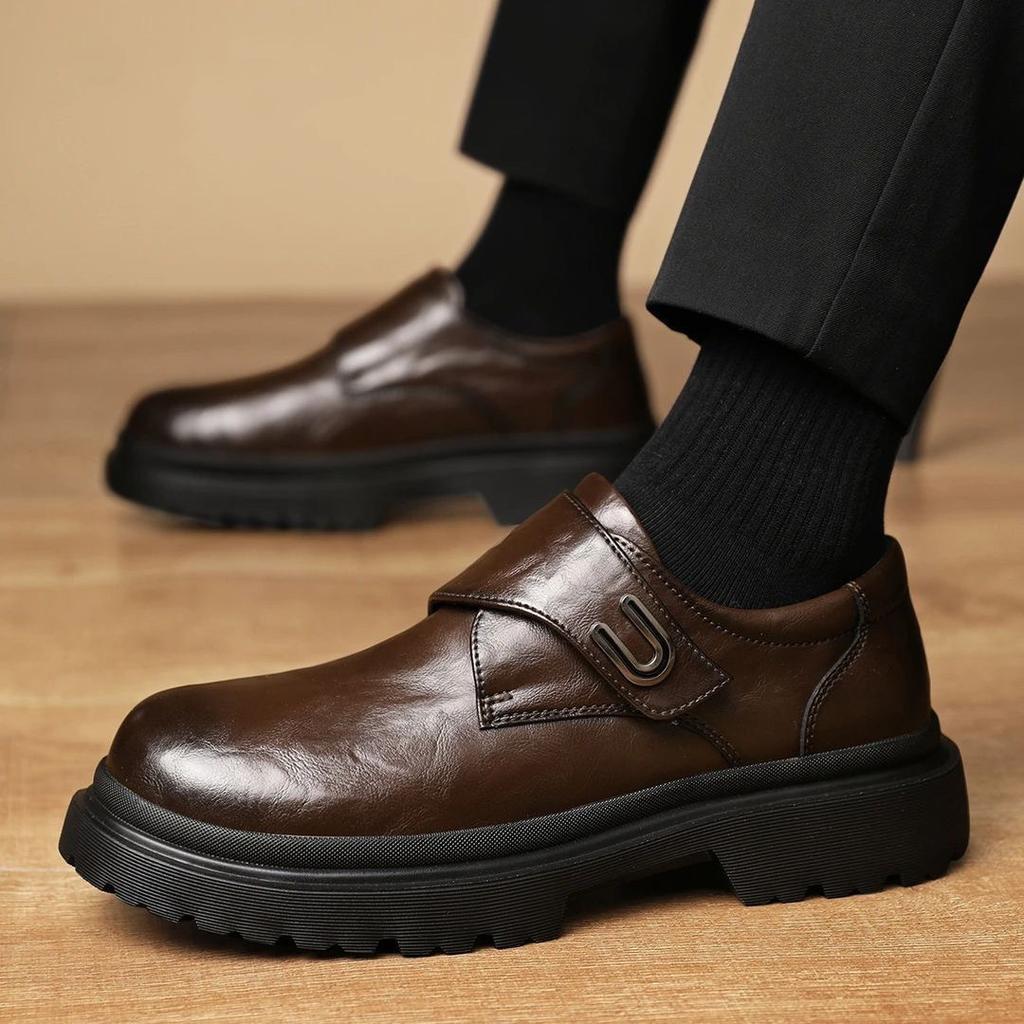 Men's leather shoes spring British style men's shoes platform business casual leather shoes commuting simple casual men