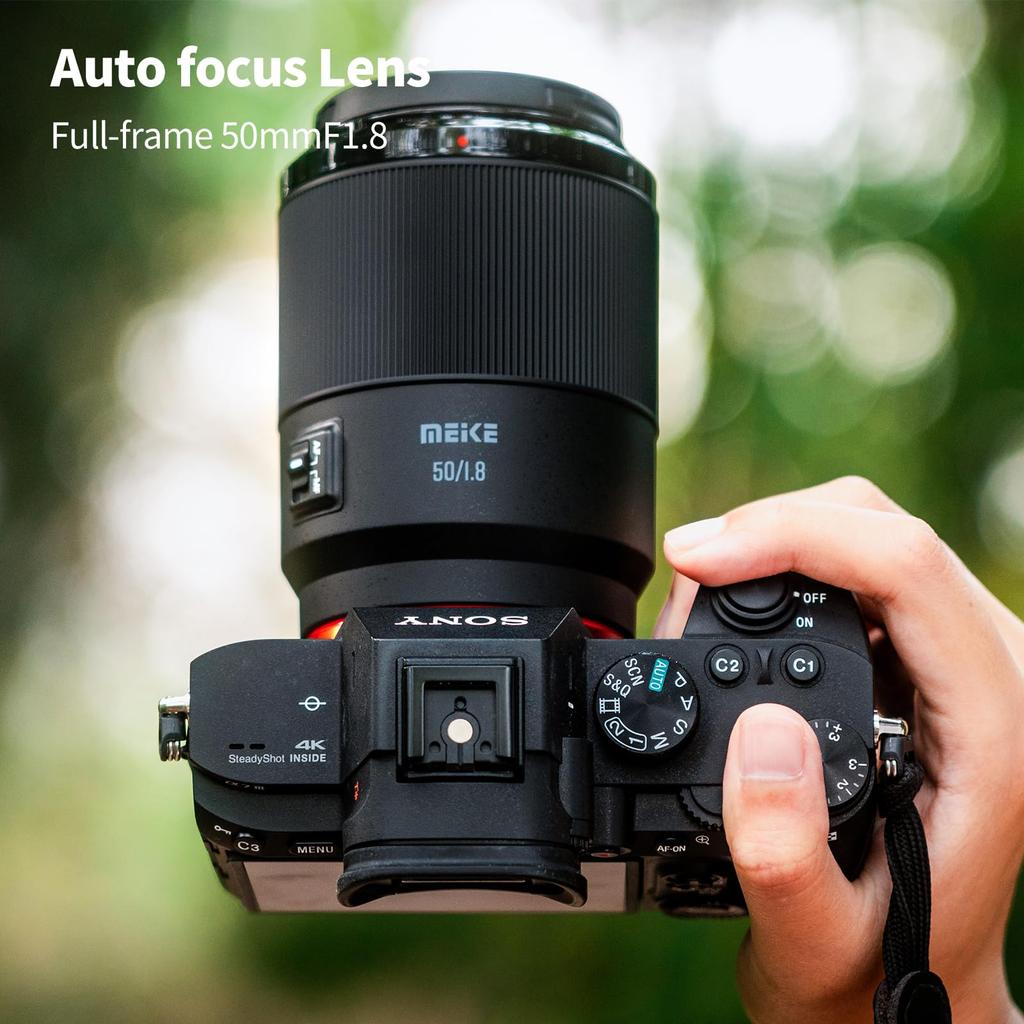 Meike 50mm Autofocus STM Stepping Motor Full Frame Portrait Lens for Cameras A7R A7CII F1.8 E-Mount A7, A7R, A7IV, IV, A7III, A7RII, A7RIII, A7SIII,