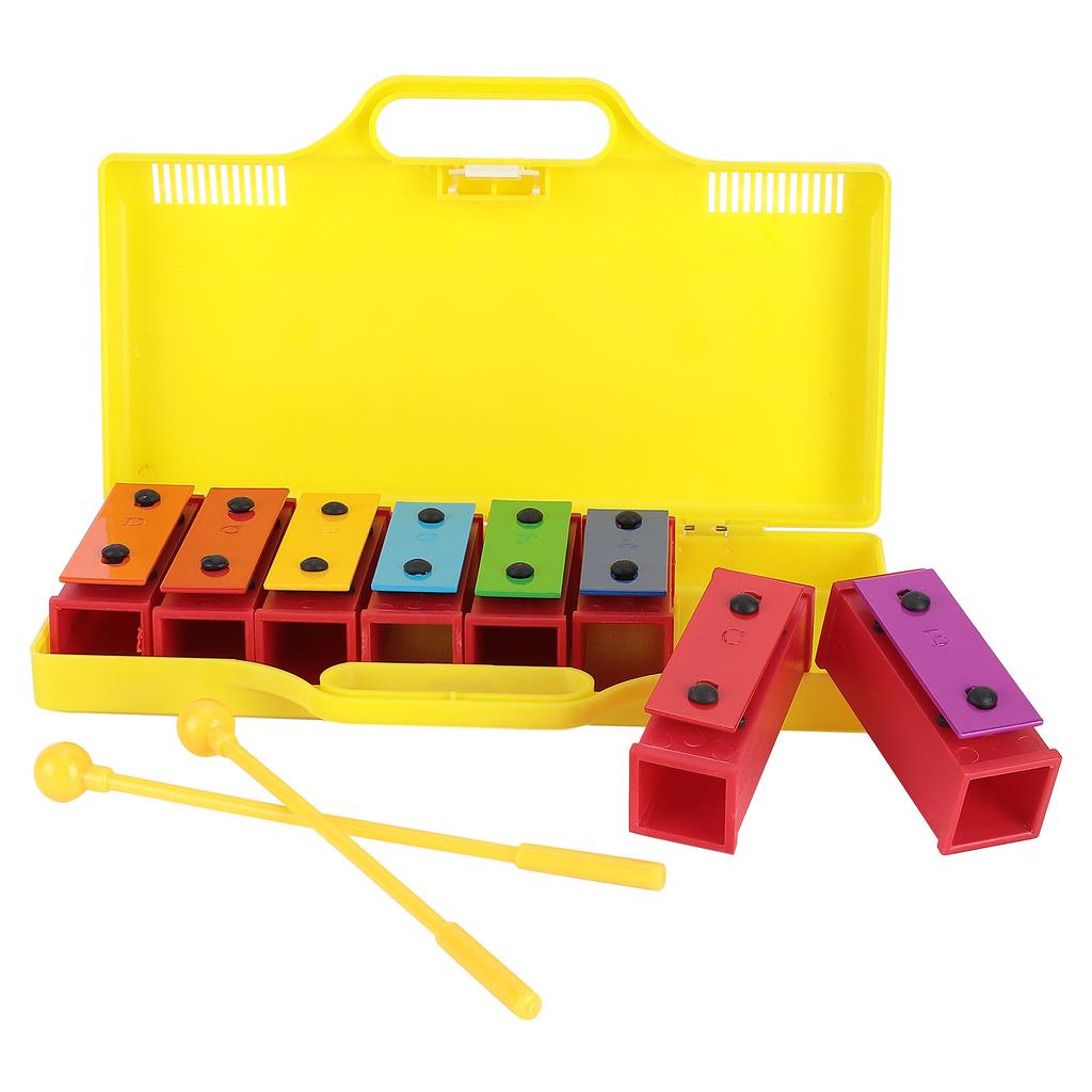 8 Note Xylophone Professional Percussion Instruments for Children with 2 Drumsticks 1 Yellow Box