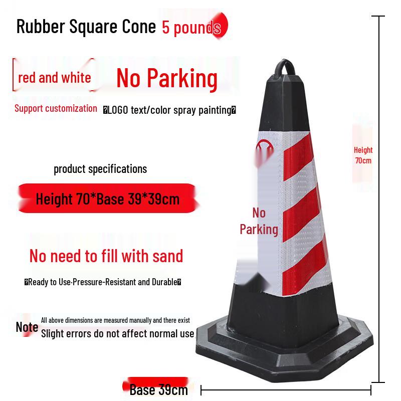 Heavy-Duty Red & White Rubber Traffic Cone
