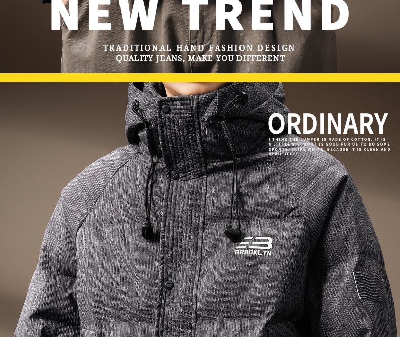 Men's High-End Hooded 90% Duck Down Jacket – Short, Thick, Warm, Trendy, Casual Winter Outerwear